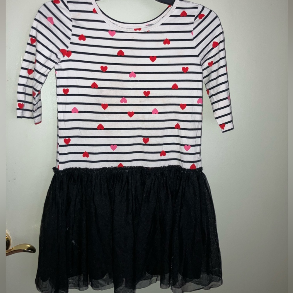 Place White and Pink Fit and Flare Dress with Cuffed Sleeves